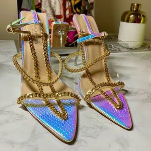Fashion Nova Rainbow Chrome Stiletto w/Gold Accents